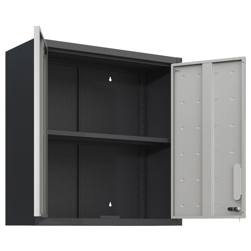 Metal Wall Mounted Tool Storage Cabinet With 2 Locking Doors, Adjustable Shelf, And Drawer by HouseOfZazla