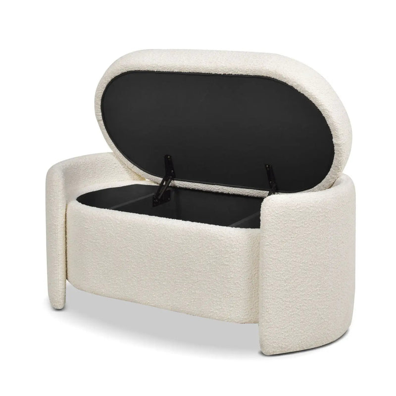 Fuji - Oval Storage Bench, Upholstered - Ivory White by Unique Piece Furniture