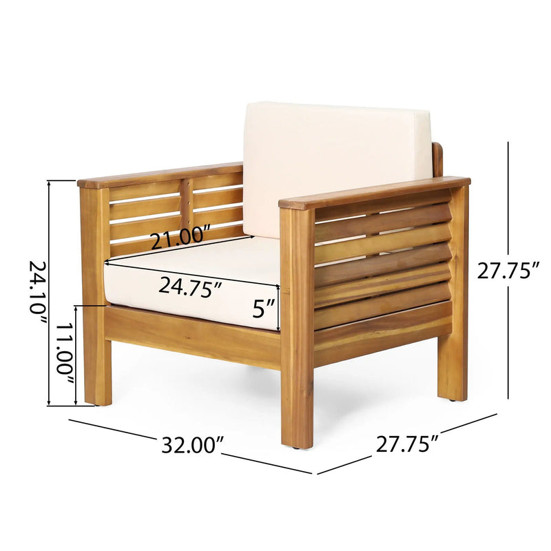 Acacia Wood Loveseat And Coffee Table Set With Cushions by HouseOfZazla