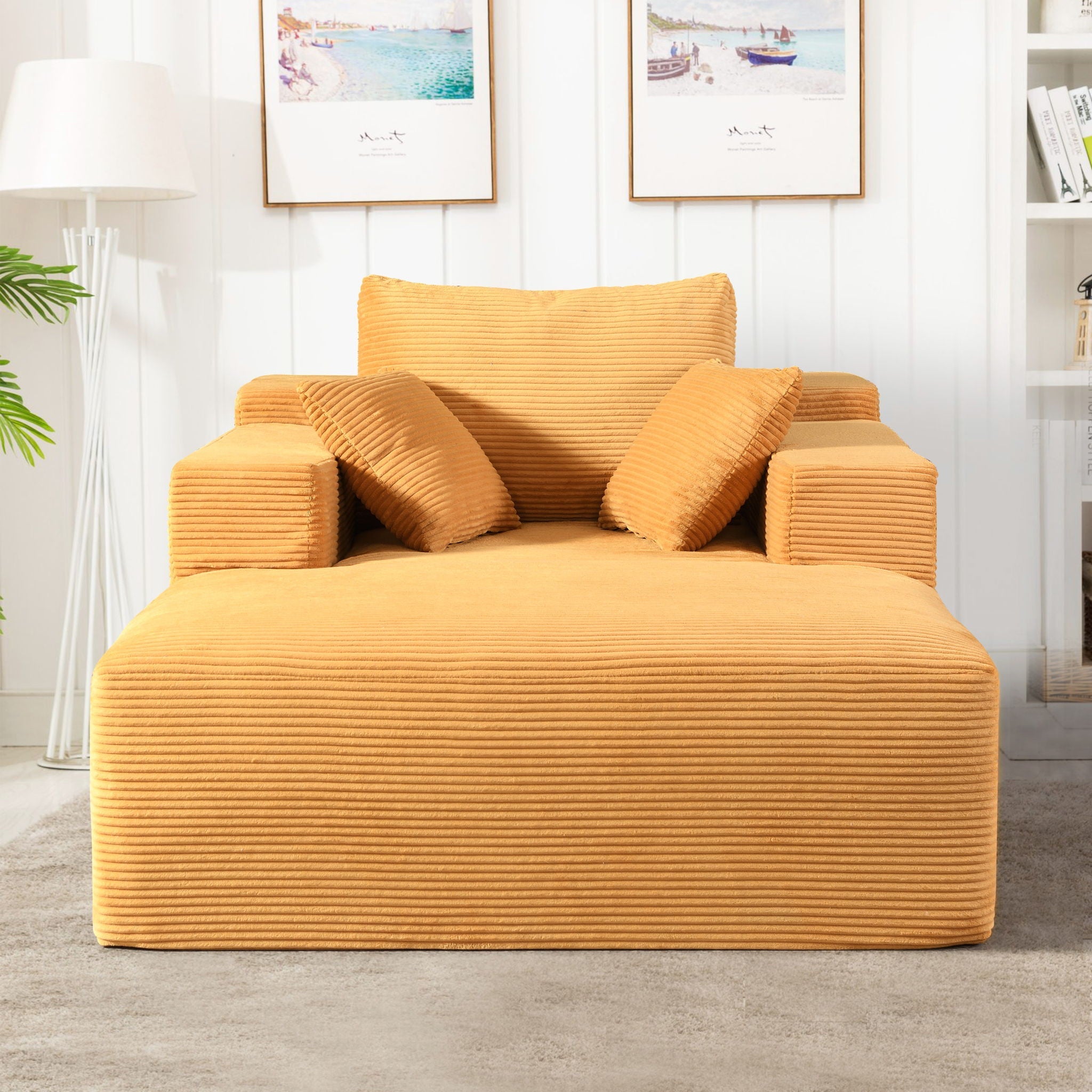 Convertible Chaise Lounge Chair With Wide Armrest & Throw Pillows by HouseOfZazla