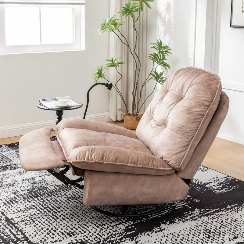 Modern Swivel Gliding Recliner Chair With Rocking Function And Phone Holder, Large Comfortable by Unique Piece Furniture