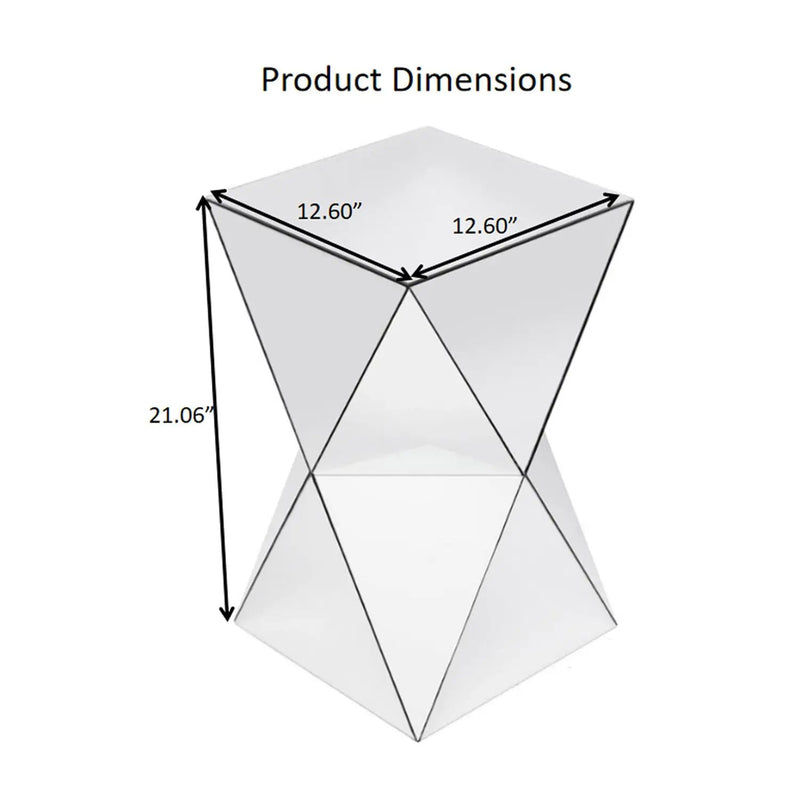 Silver Mirrored Geometric Side Table by HouseOfZazla