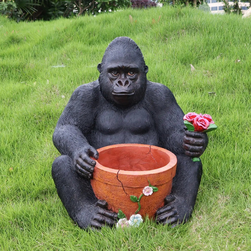 Outdoor Garden Sculpture Chimpanzees Flower Pot Planter by HouseOfZazla