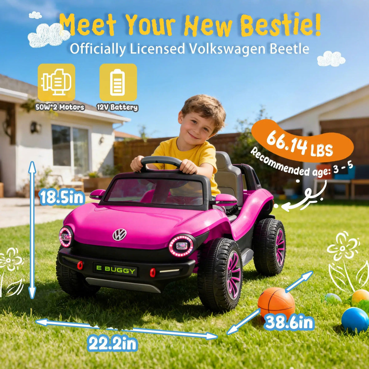12V Licensed Volkswagen Beetle Kids Ride-On Electric Car by HouseOfZazla