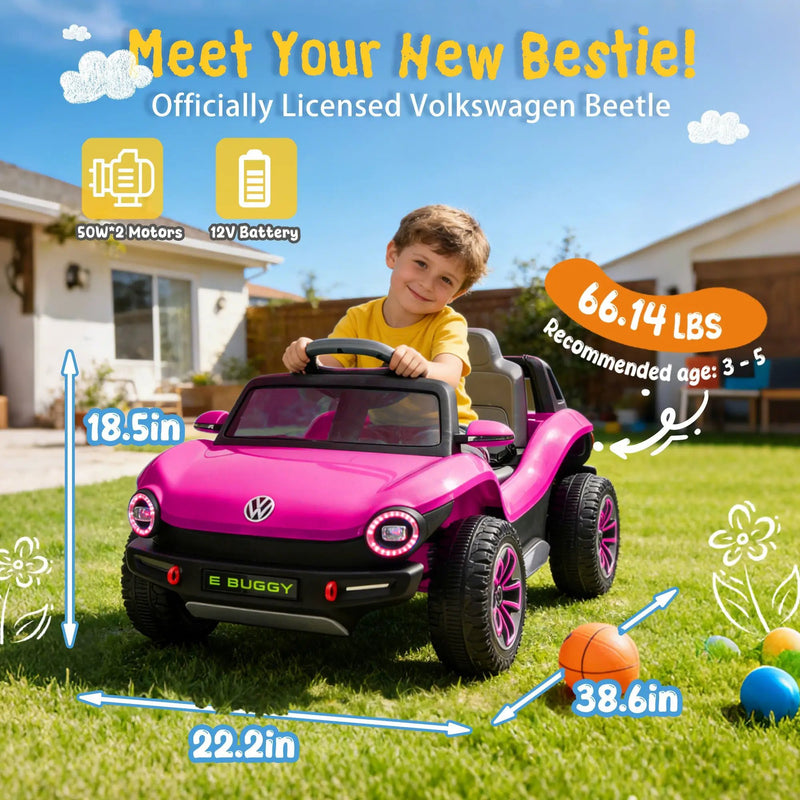 12V Licensed Volkswagen Beetle Kids Ride-On Electric Car by HouseOfZazla