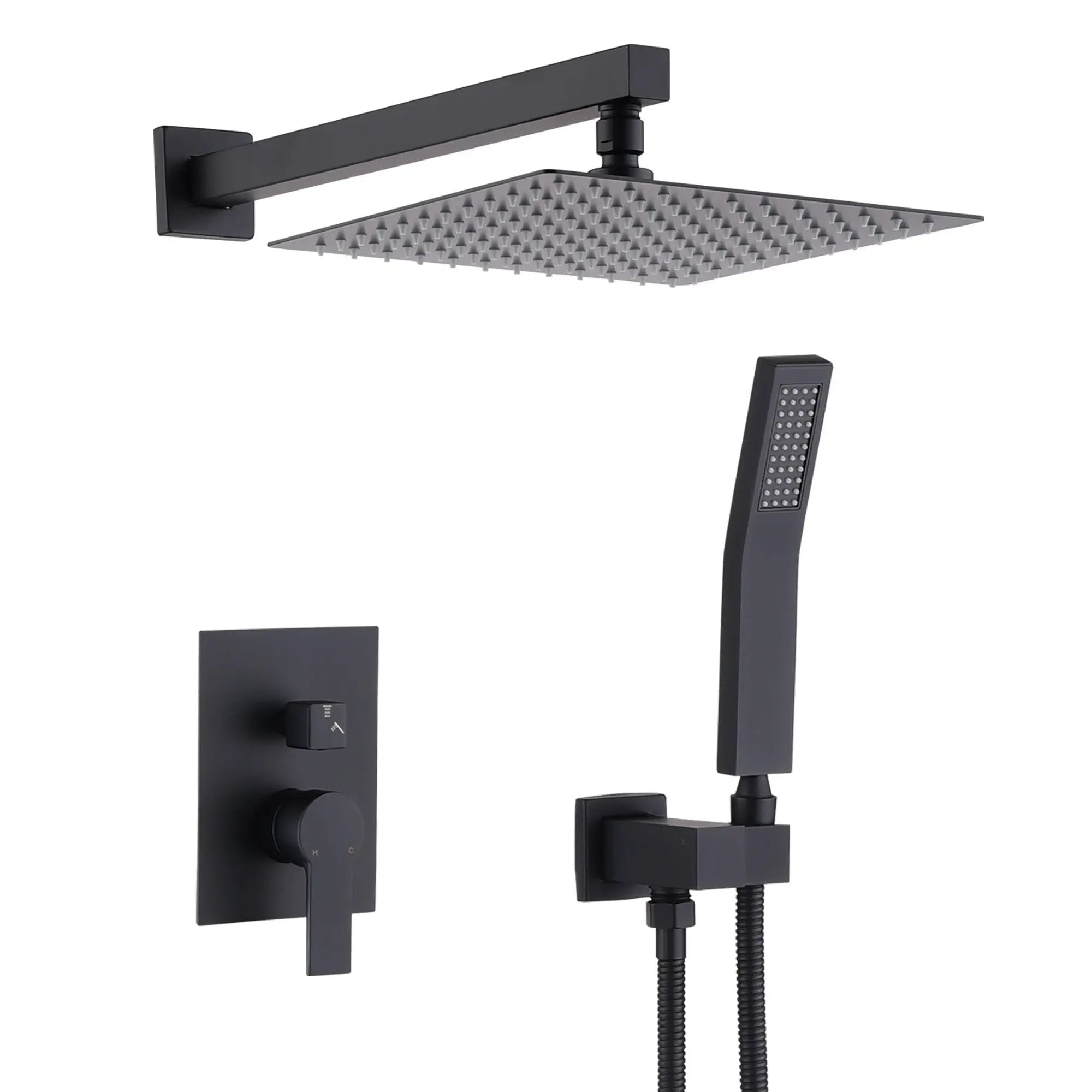 12" Ceiling Mount Shower System With Rain Mixer And Handheld Shower by HouseOfZazla