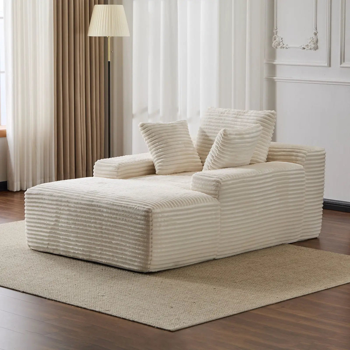 Oversized Chaise Lounge Chair Cozy Cloud Couch With 3 Throw Pillows And Wide Armrest by Unique Piece Furniture