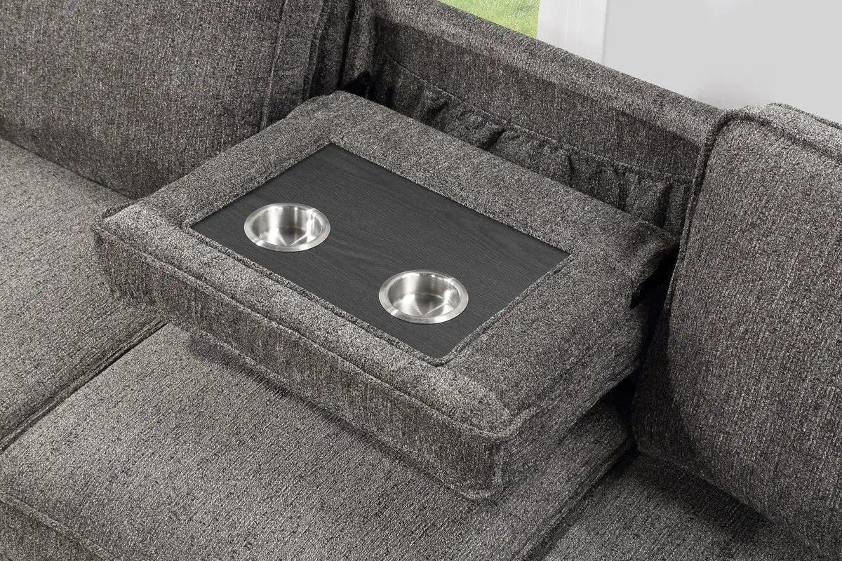 Estelle - Fabric Reversible Sleeper Sectional With Storage Chaise Drop-Down Table 2 Cup Holders And 2 USB Ports by HouseOfZazla