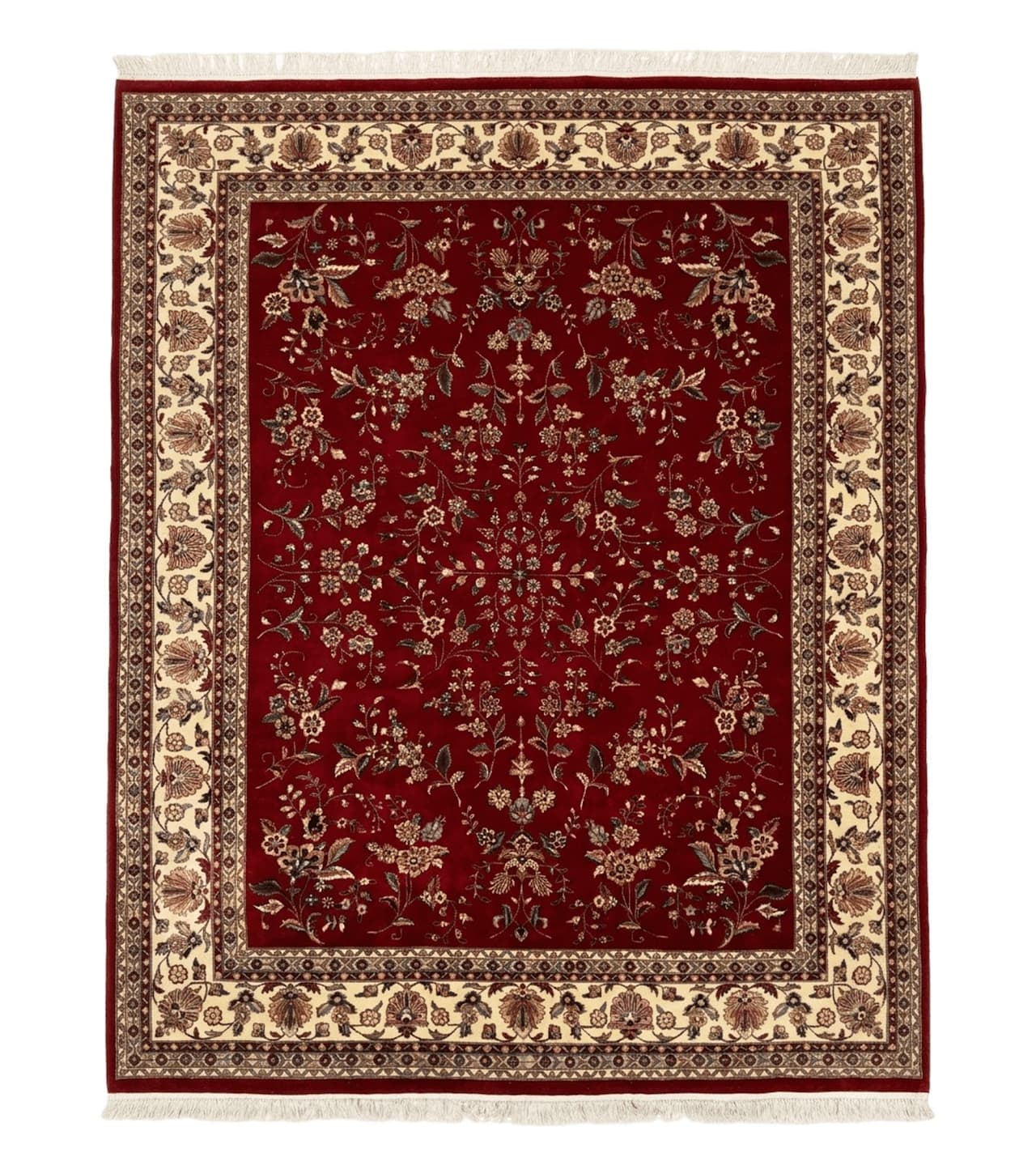 Indo Persian Rug 8x10, Red and Cream, Floral, Pande Cameron by Jewel Rugs