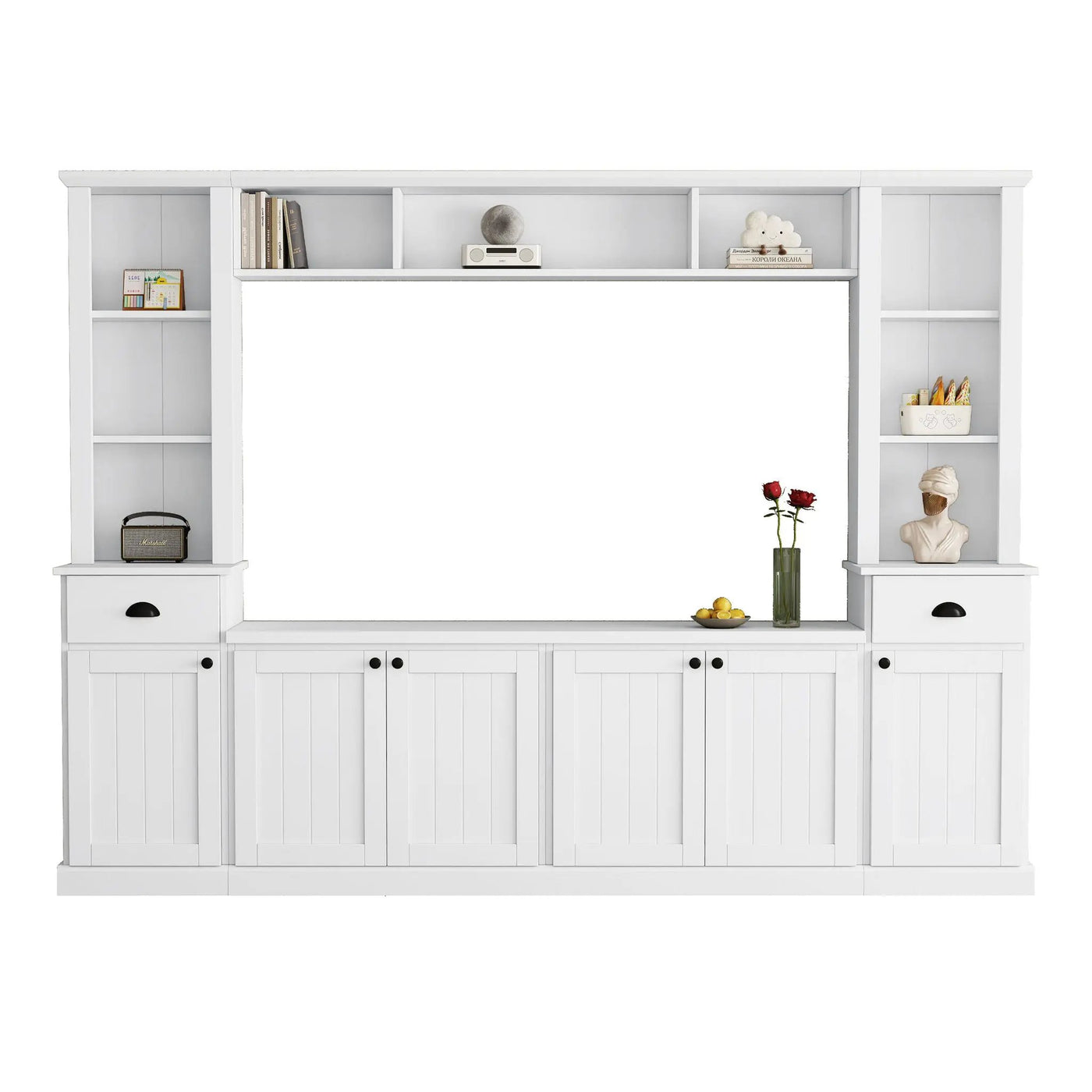 Minimalist Entertainment Wall Unit Set With Bridge For TVs Up To 75" by HouseOfZazla