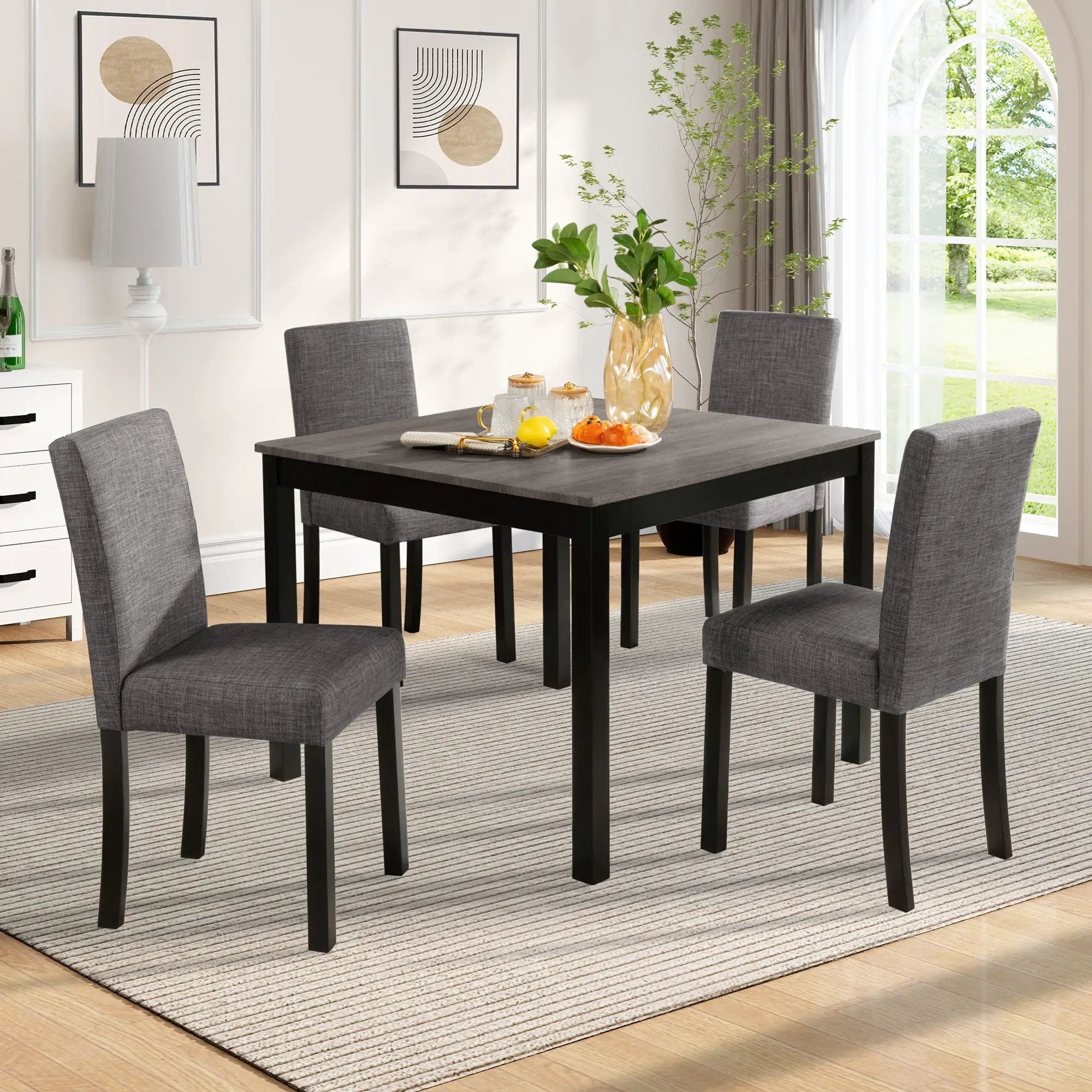 Modern Dining Table Set With Upholstered Chairs For Dining Room by Unique Piece Furniture