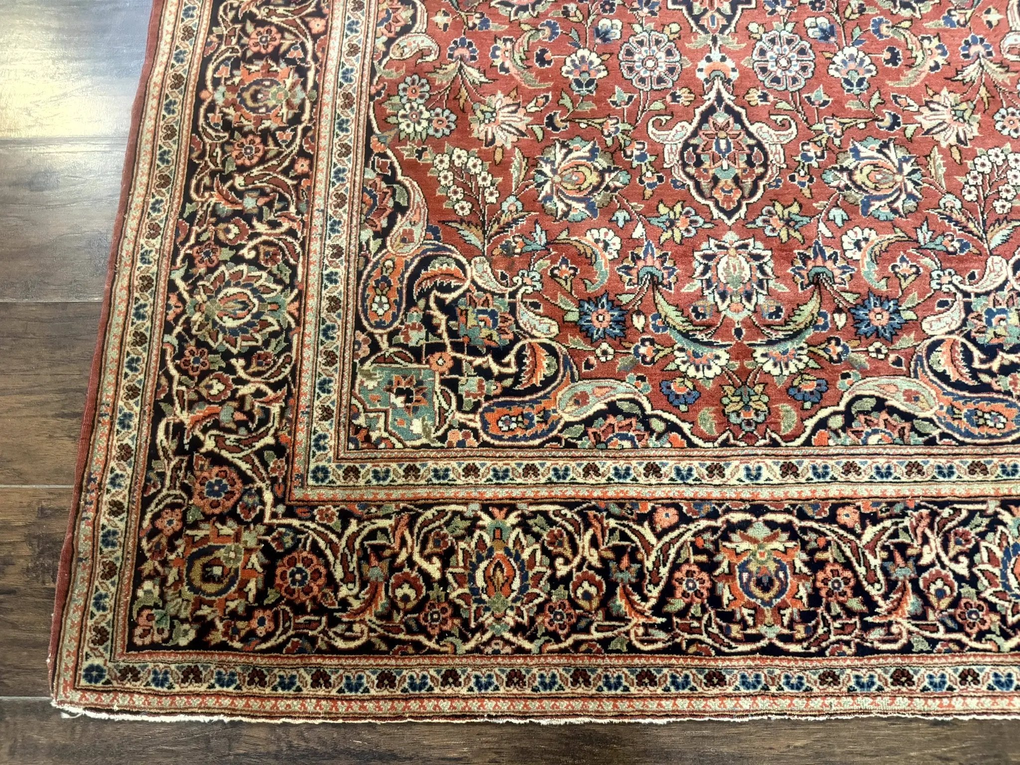 Persian Kashan Rug 4x7, Red, Floral Medallion, Vintage, Wool by Jewel Rugs