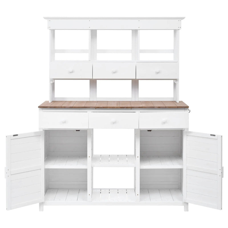 TOPMAX 65.7" Tall Garden Potting Bench Table with Hutch by HouseOfZazla