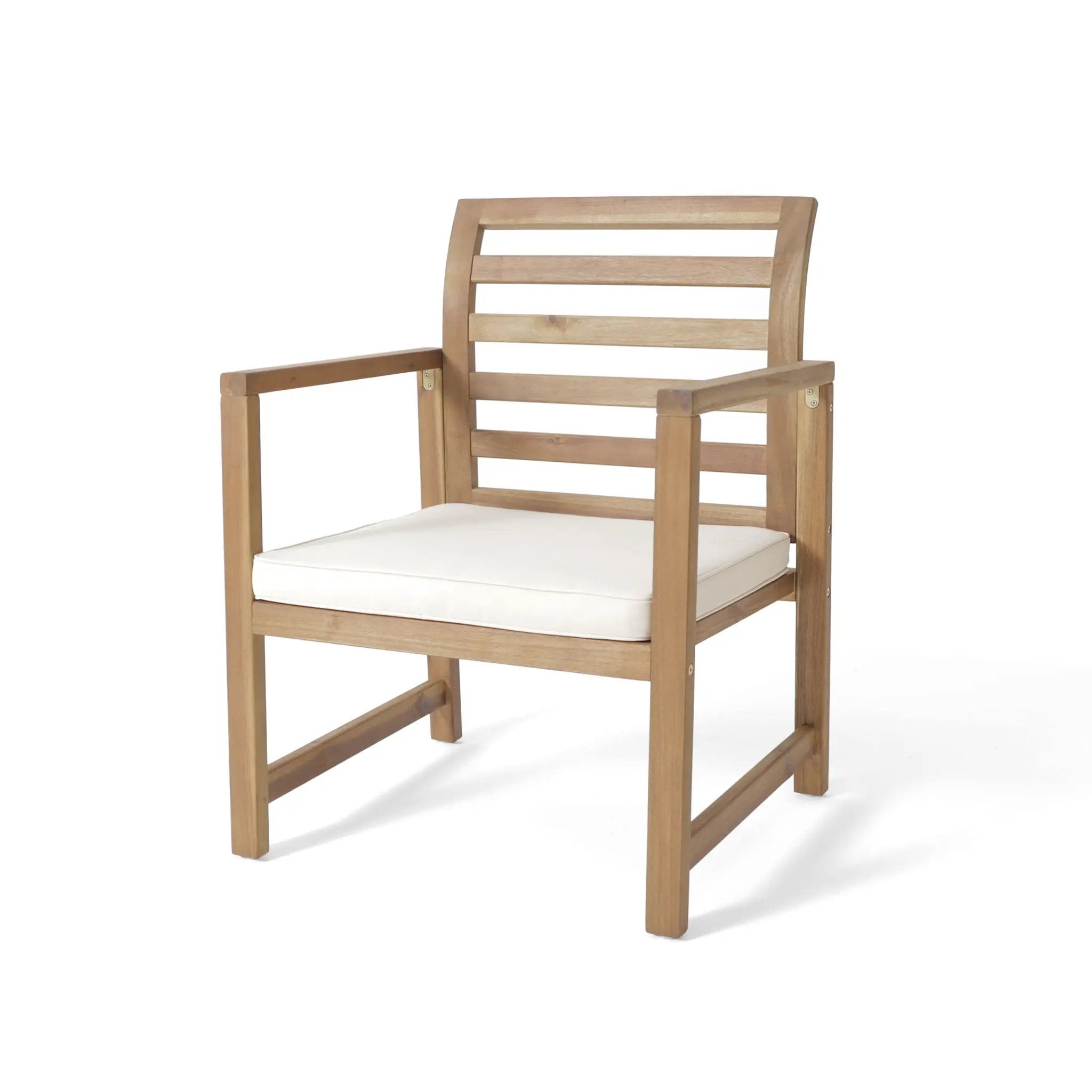 Outdoor Acacia Wood Club Chairs, 2-Piece Set - Natural Stained / White by HouseOfZazla