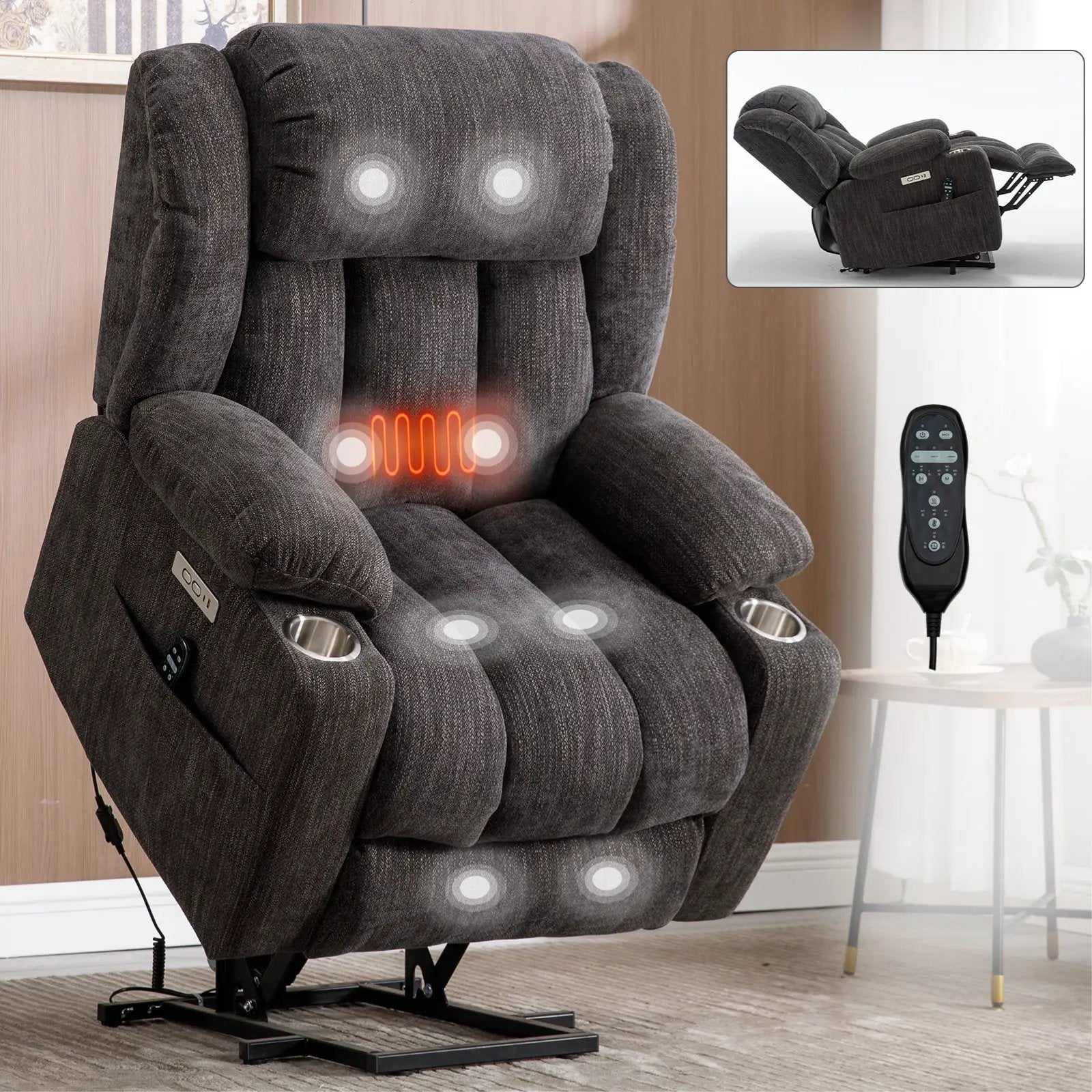 Chenille Power Lift Recliner Chair by HouseOfZazla