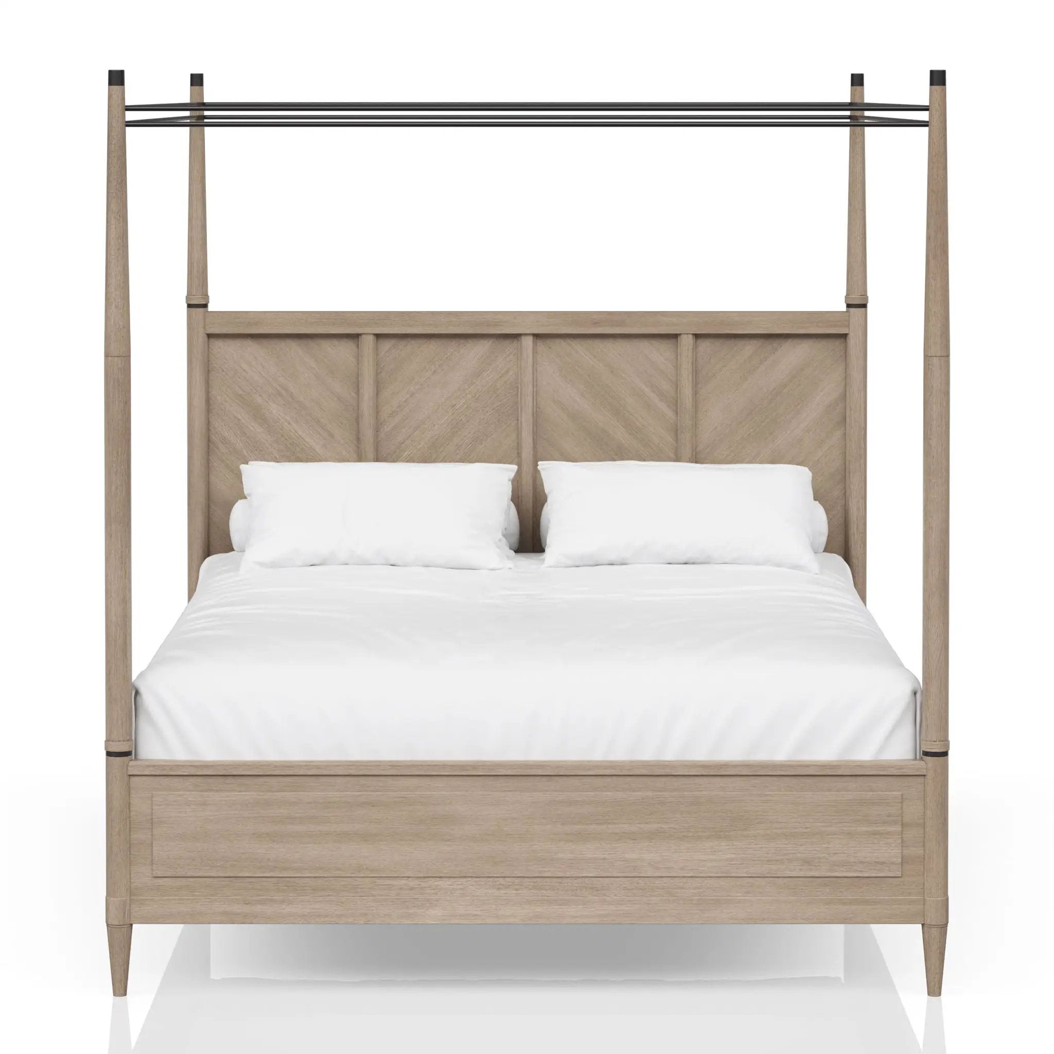Queen Canopy Bedroom Set With A 2 Drawer Nightstand A Dresser With Poster Mirror And A Door Chest - Sand by Unique Piece Furniture