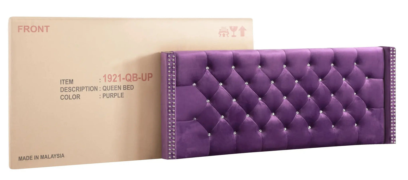 Upholstered Nailhead Trim Chic Bed by Unique Piece Furniture