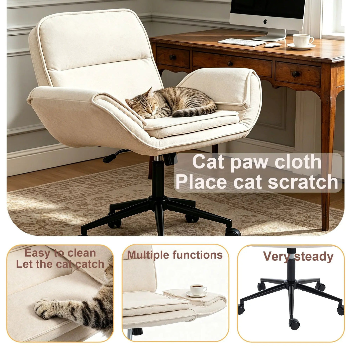 Criss Cross Swivel Desk Chair With Adjustable Armrests & Wheels For Home Office by HouseOfZazla
