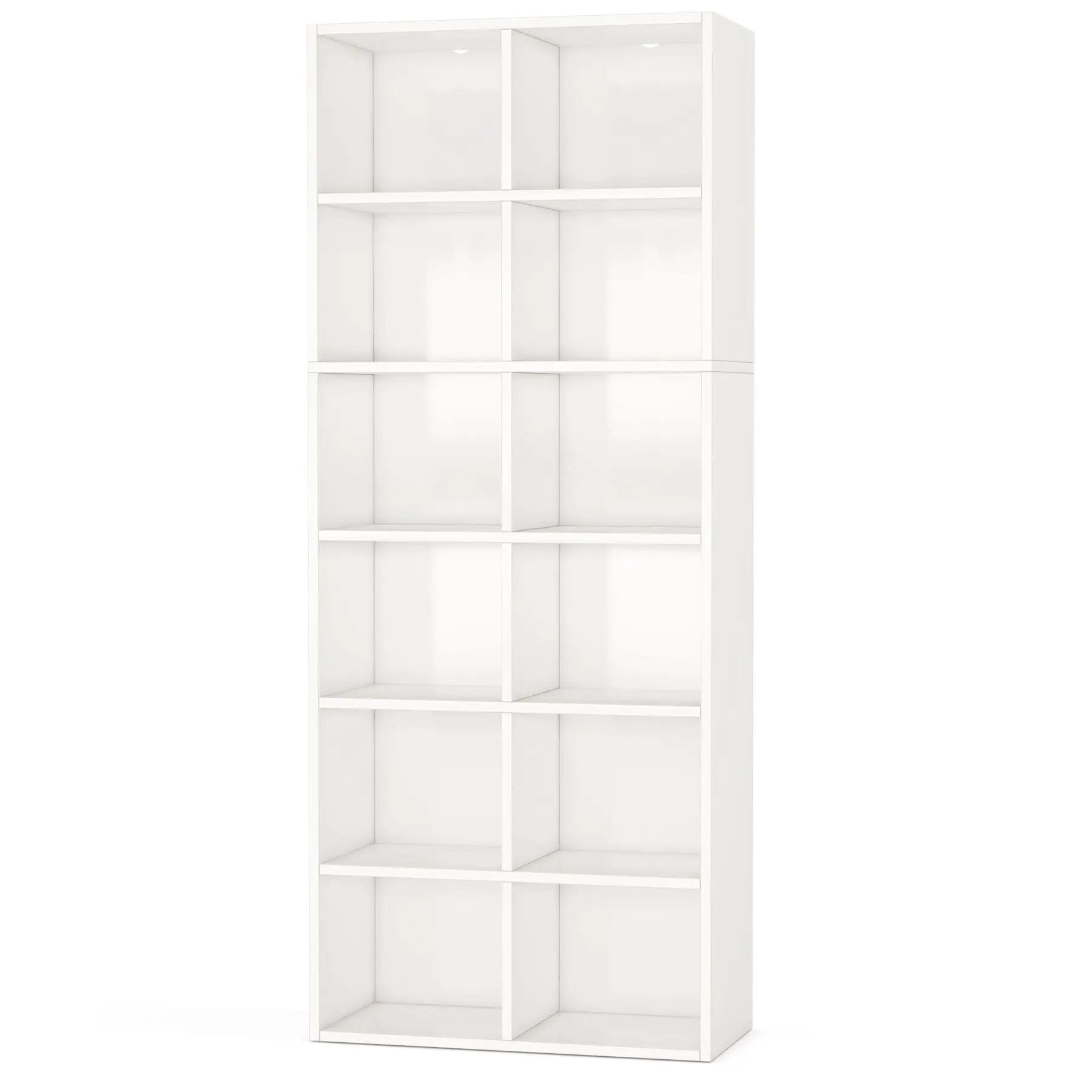 Narrow 12 Cube Bookcase With Closed Back For Living Room - White