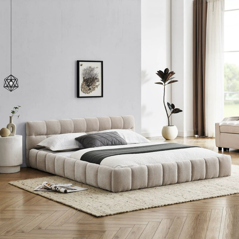 Modern Platform Bed Frame With Thick Fabric by Unique Piece Furniture