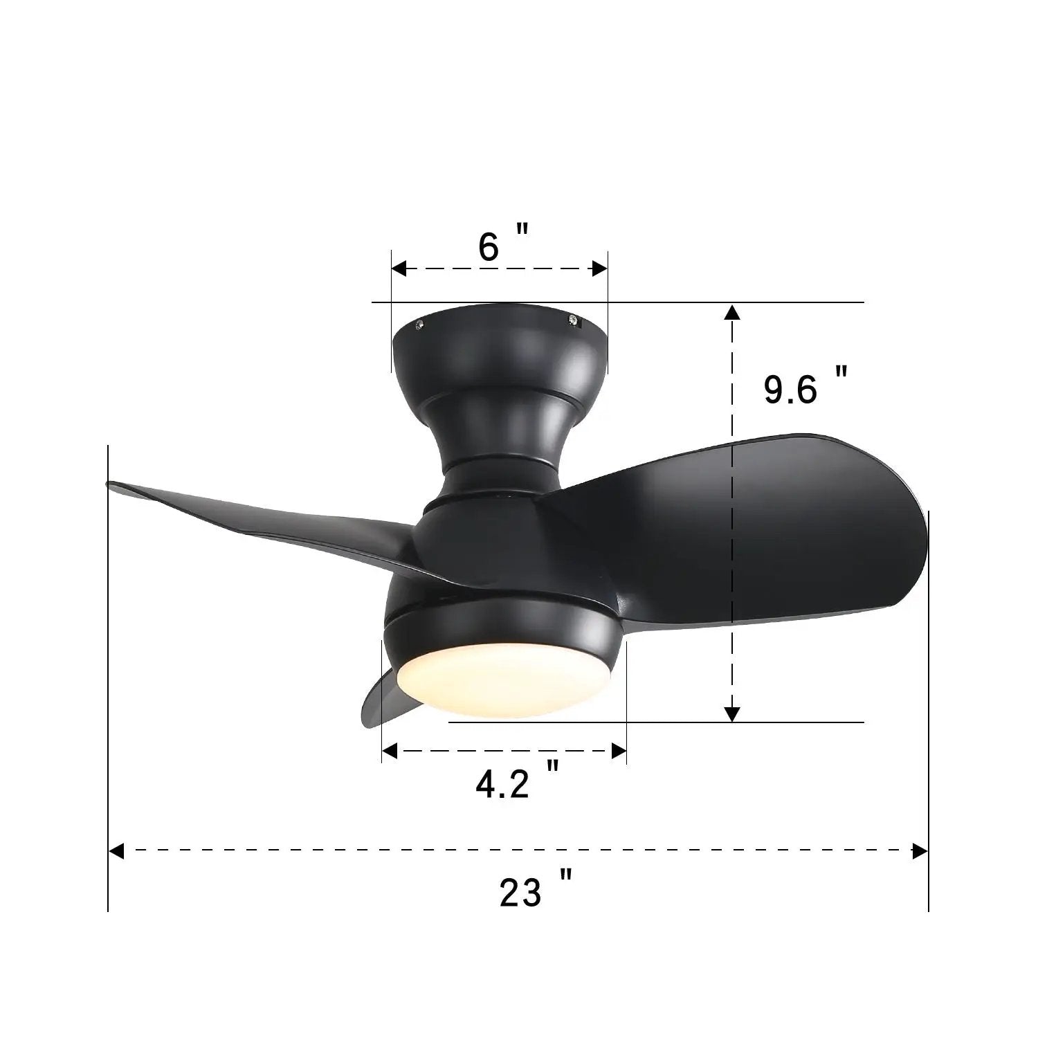 23" Bedroom Ceiling Fan With 3 Color Dimmable 3 ABS Blades Remote Control Dc Motor With 18W Led Light by HouseOfZazla