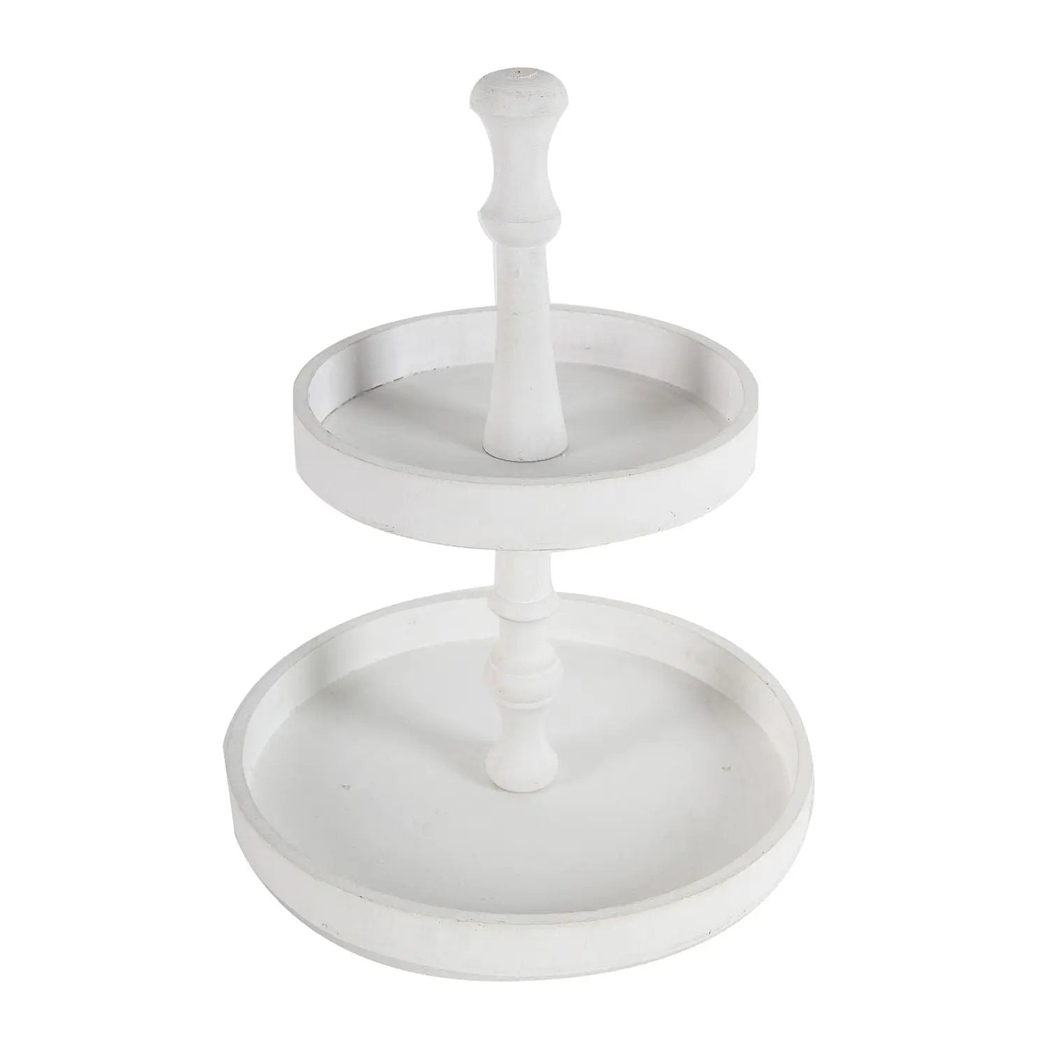 Two Tiered Round Wooden Tray - White by Unique Piece Furniture