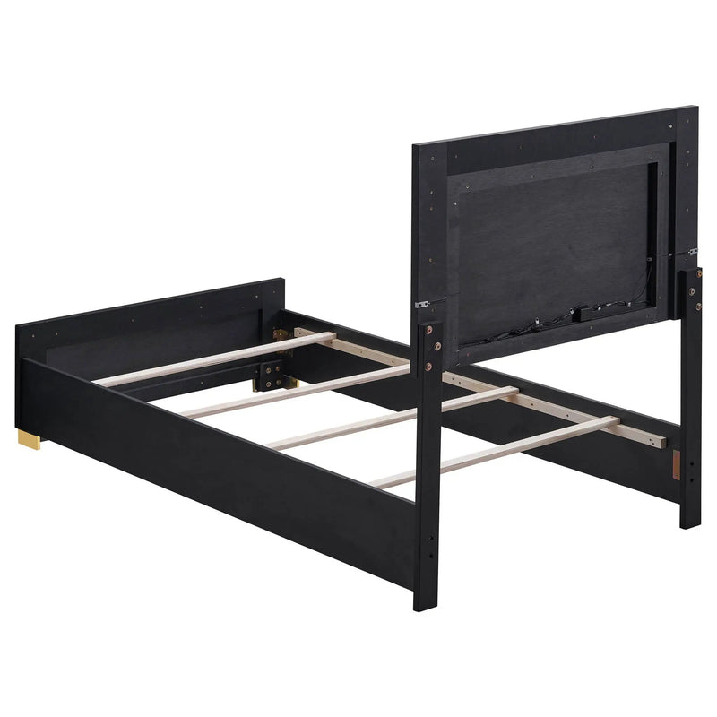 Marceline Wood Twin LED Panel Bed Black by Unique Piece Furniture
