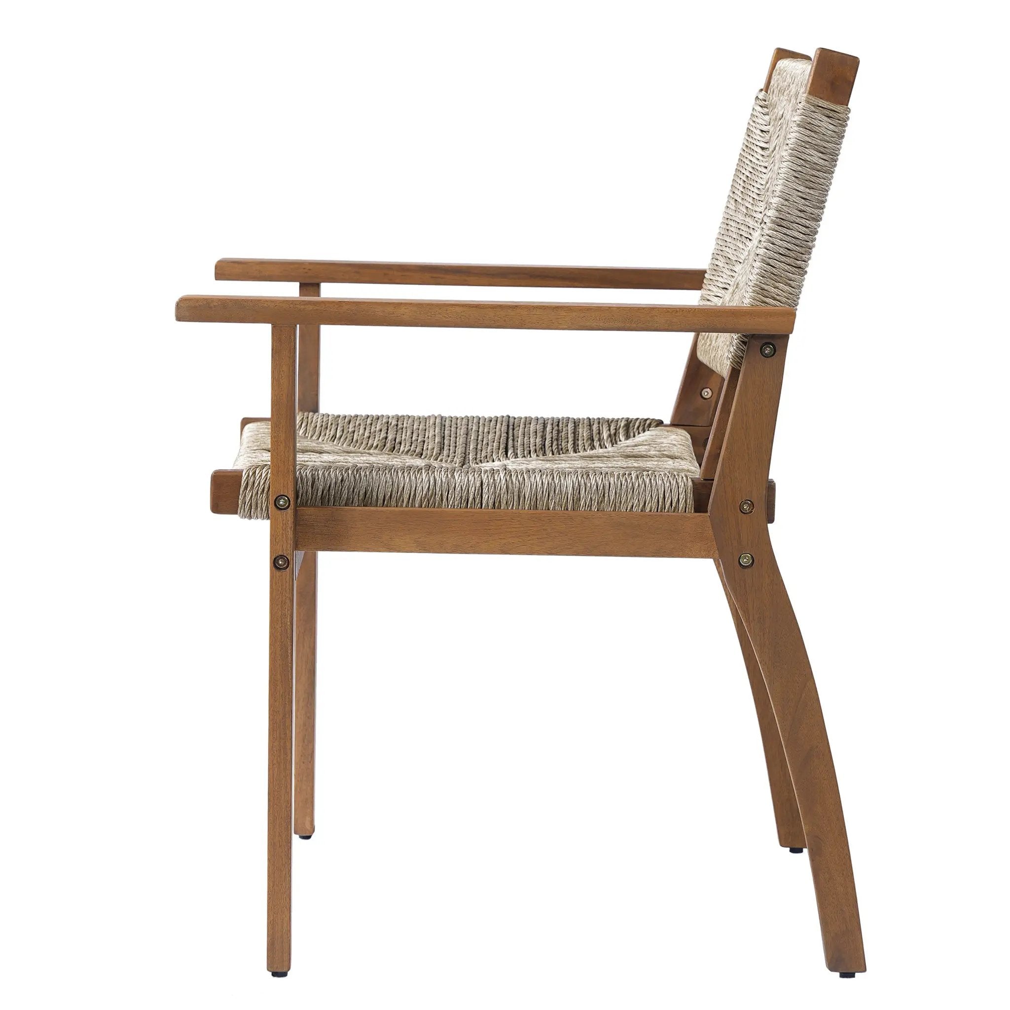 Durable Outdoor Dining Chair Set with Acacia Wood Frame and Wicker Seat by HouseOfZazla