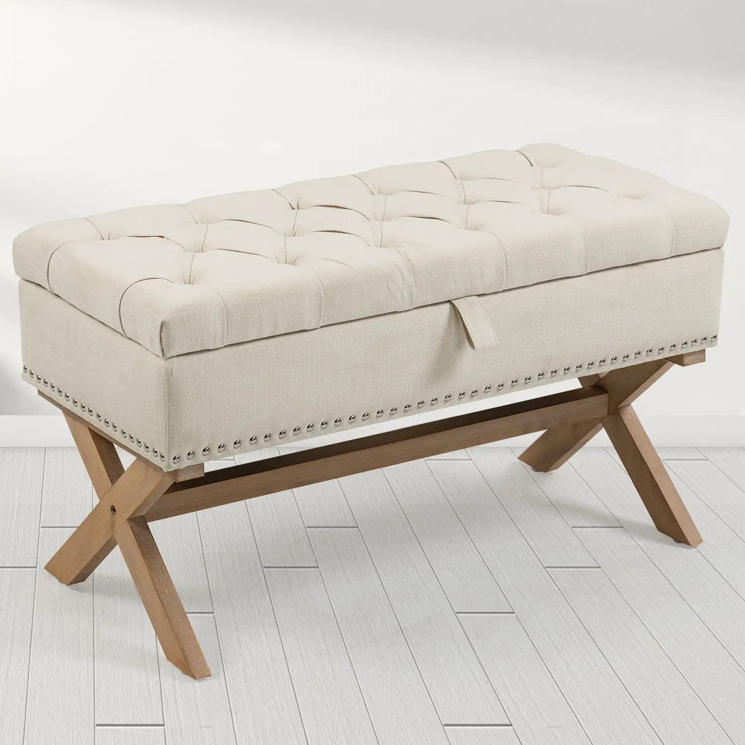 Storage Ottoman, Button-Tufted Ottoman Storage Bench, Ottoman With Storage by HouseOfZazla