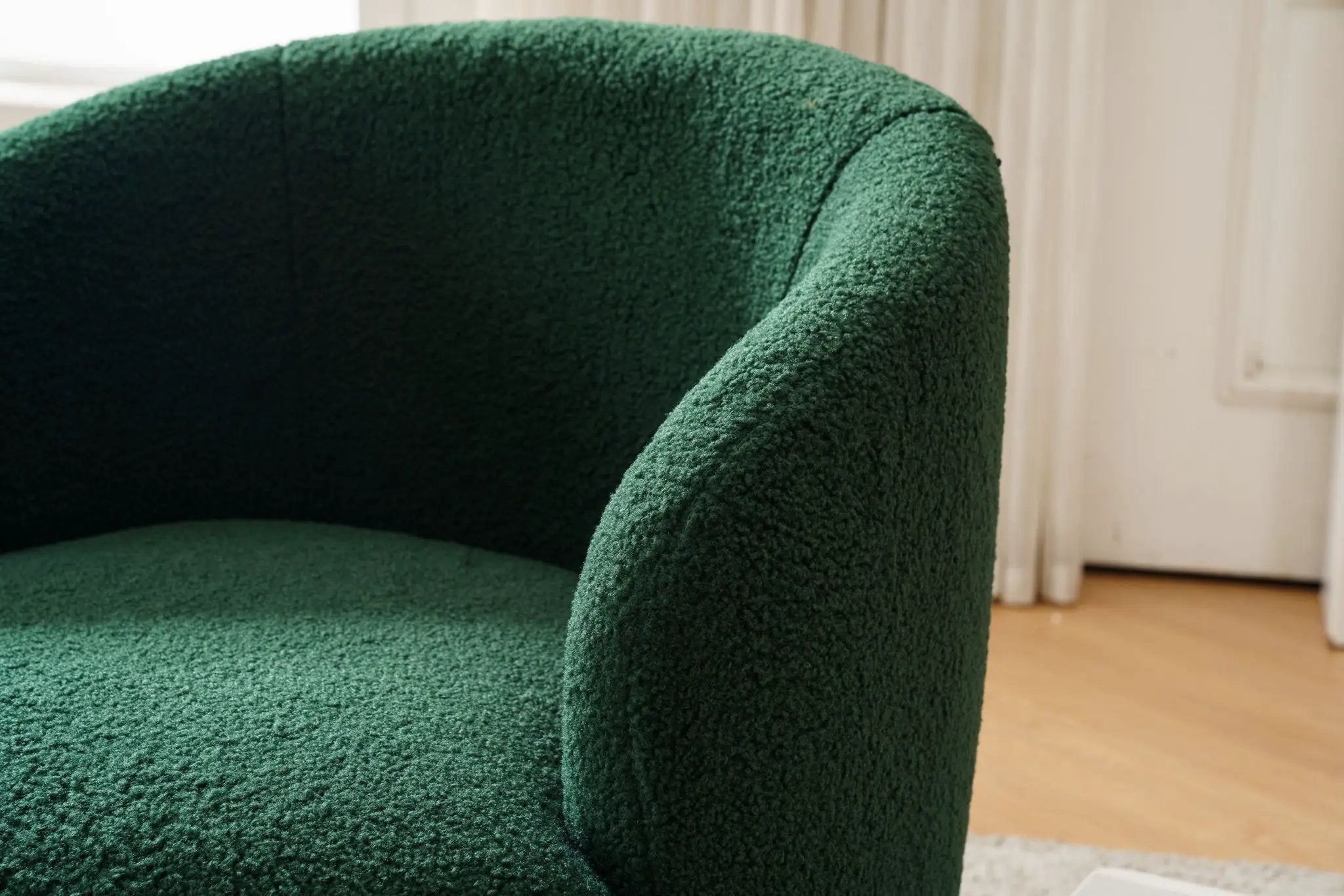Teddy Fabric Swivel Accent Armchair Barrel Chair With Powder Coating Metal Ring by Unique Piece Furniture