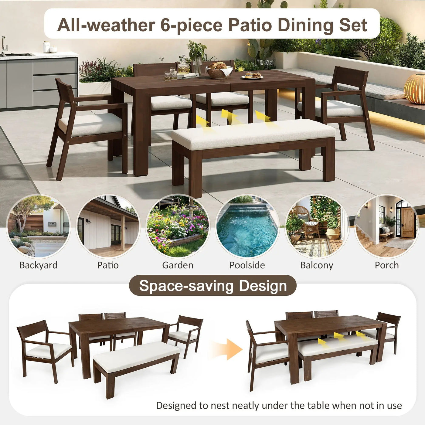 Outdoor Dining Set Rectangular Table With Umbrella Hole by HouseOfZazla