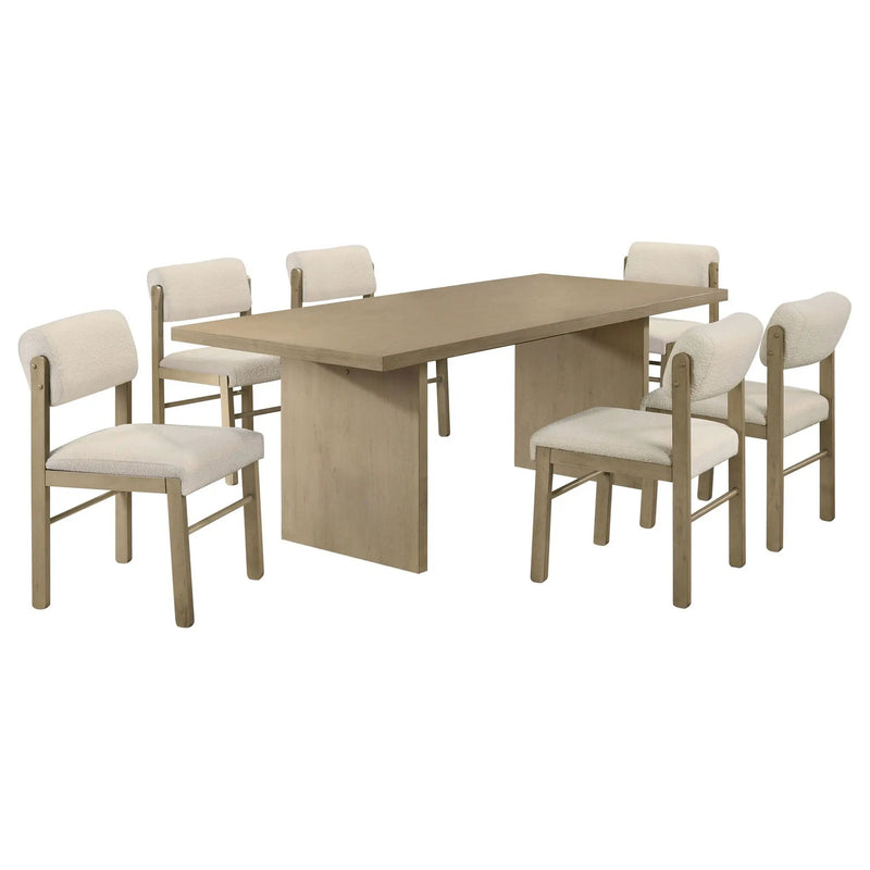 Decker 7-piece 82-inch Rectangular Dining Set Cream and Natural Oak by Unique Piece Furniture