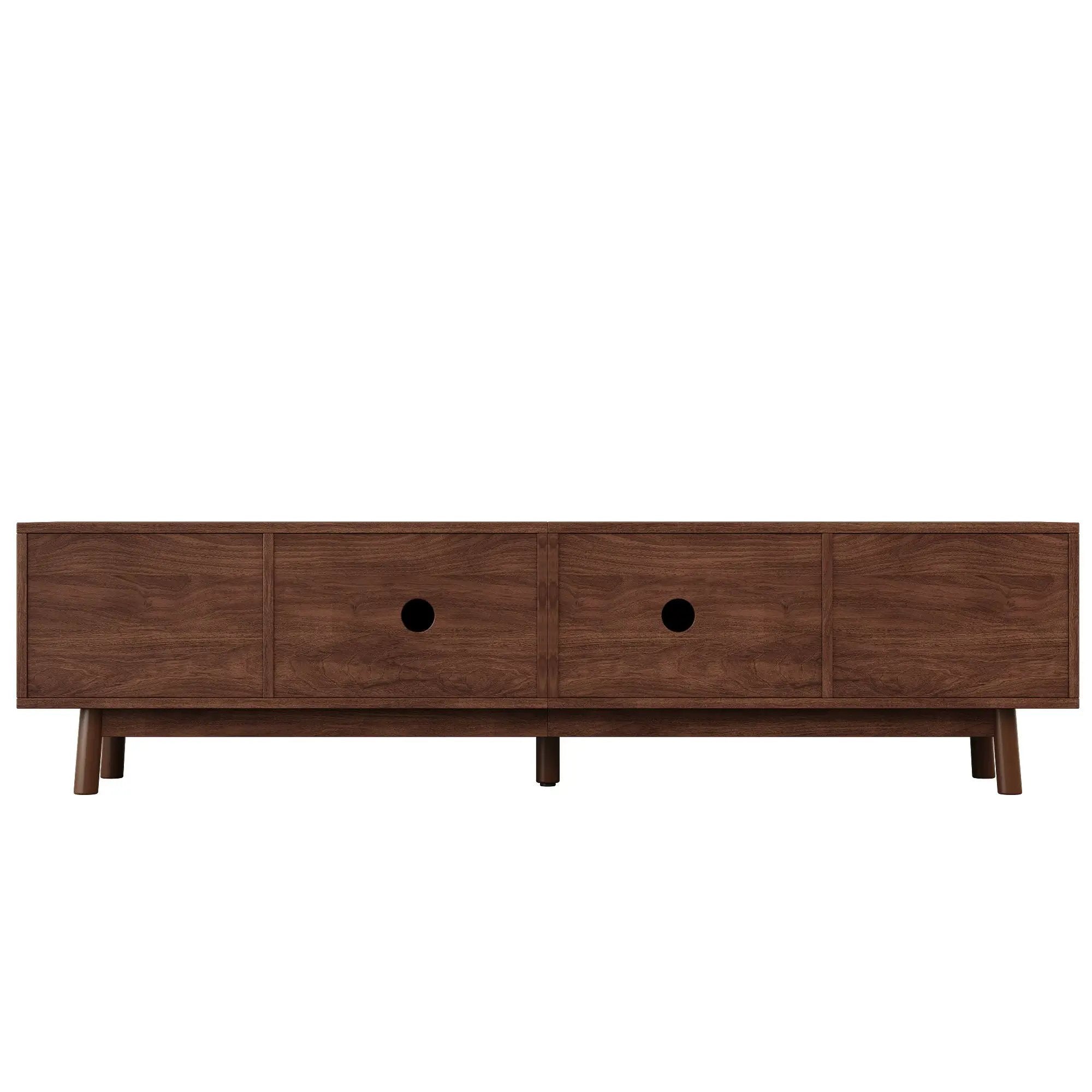 70" TV Stand With Doors For TVs Up To 80", Media Console With 4 Drawers & Cable Holes - Dark Brown by HouseOfZazla