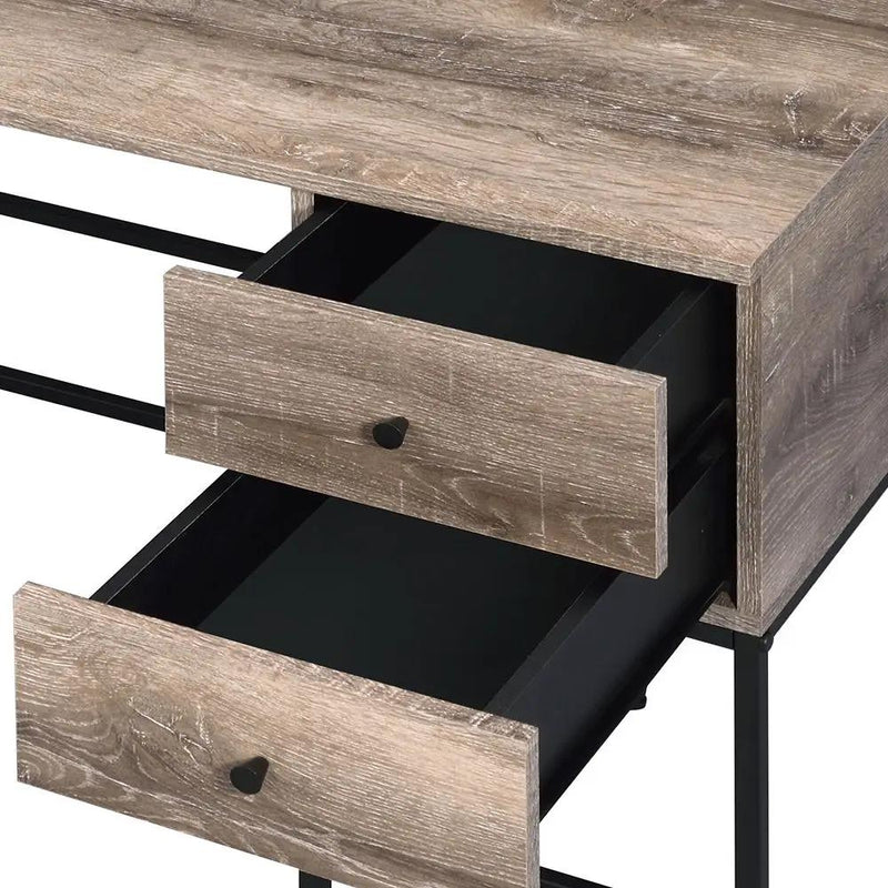 Desirre - Writing Desk With USB - Rustic Oak & Black by Unique Piece Furniture