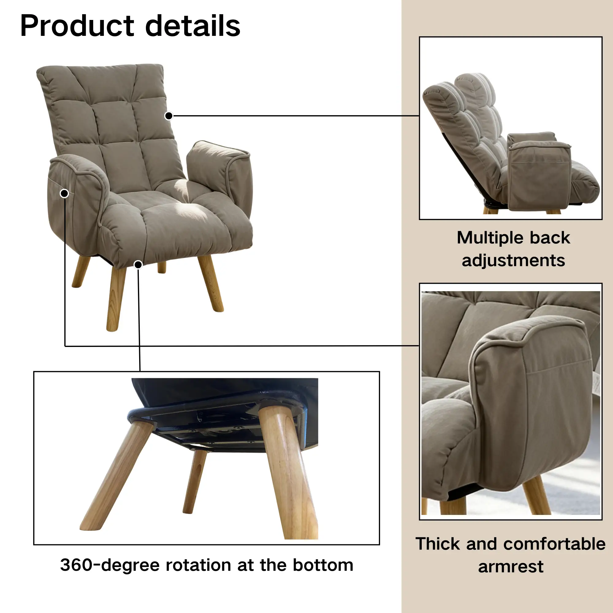 Rotatable Adjustable Back Lazy Sofa Lounge Chair by HouseOfZazla