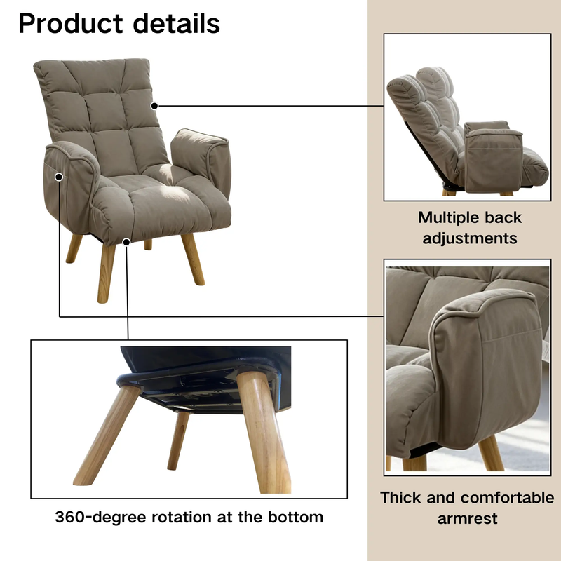 Rotatable Adjustable Back Lazy Sofa Lounge Chair by HouseOfZazla
