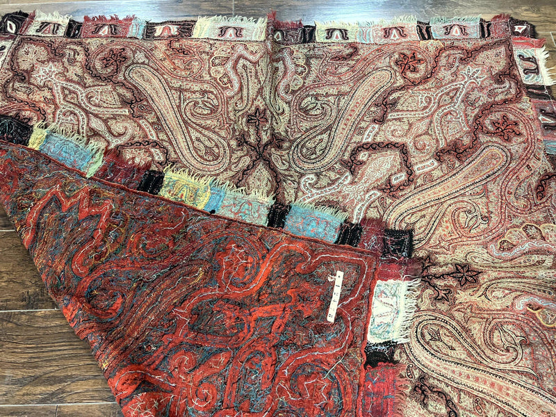 Antique Indian Kashmiri Shawl, Needlework, Signed By Masterweaver, Handmade, Rare by Jewel Rugs