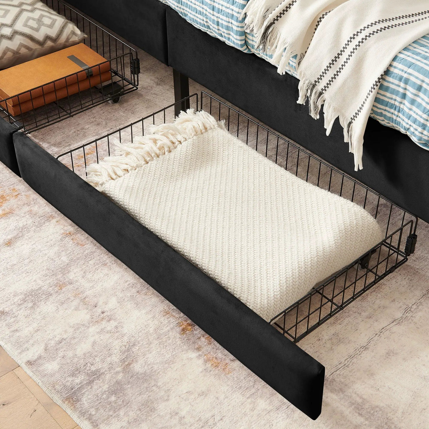 Upholstered Platform Bed Frame With 2 Storage Drawers And Adjustable Sofa Bed by Unique Piece Furniture