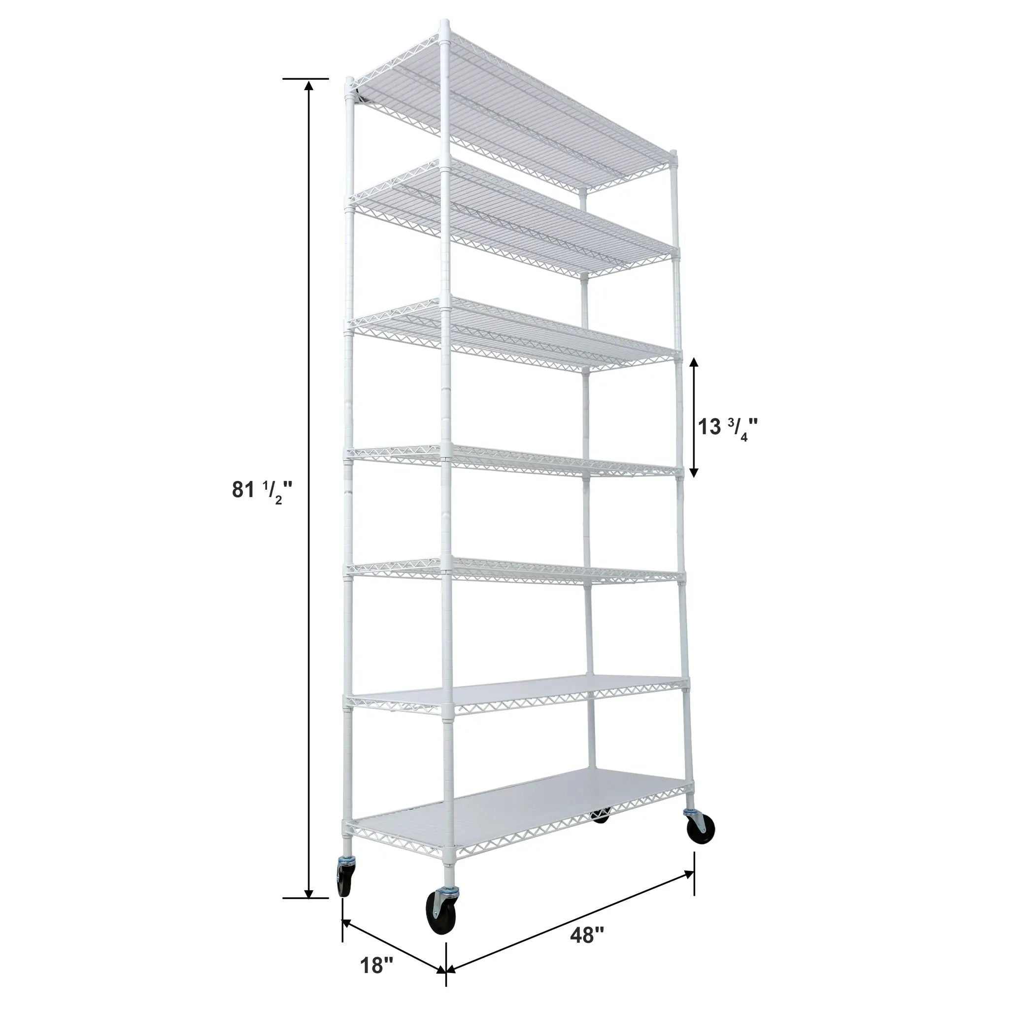 7 Tier Metal Shelf Wire Shelving Unit, 2450Lbs Heavy Duty Adjustable Storage Rack With Wheels & Shelf Liners For Closet Kitchen Garage Basement Commercial Shelving by HouseOfZazla