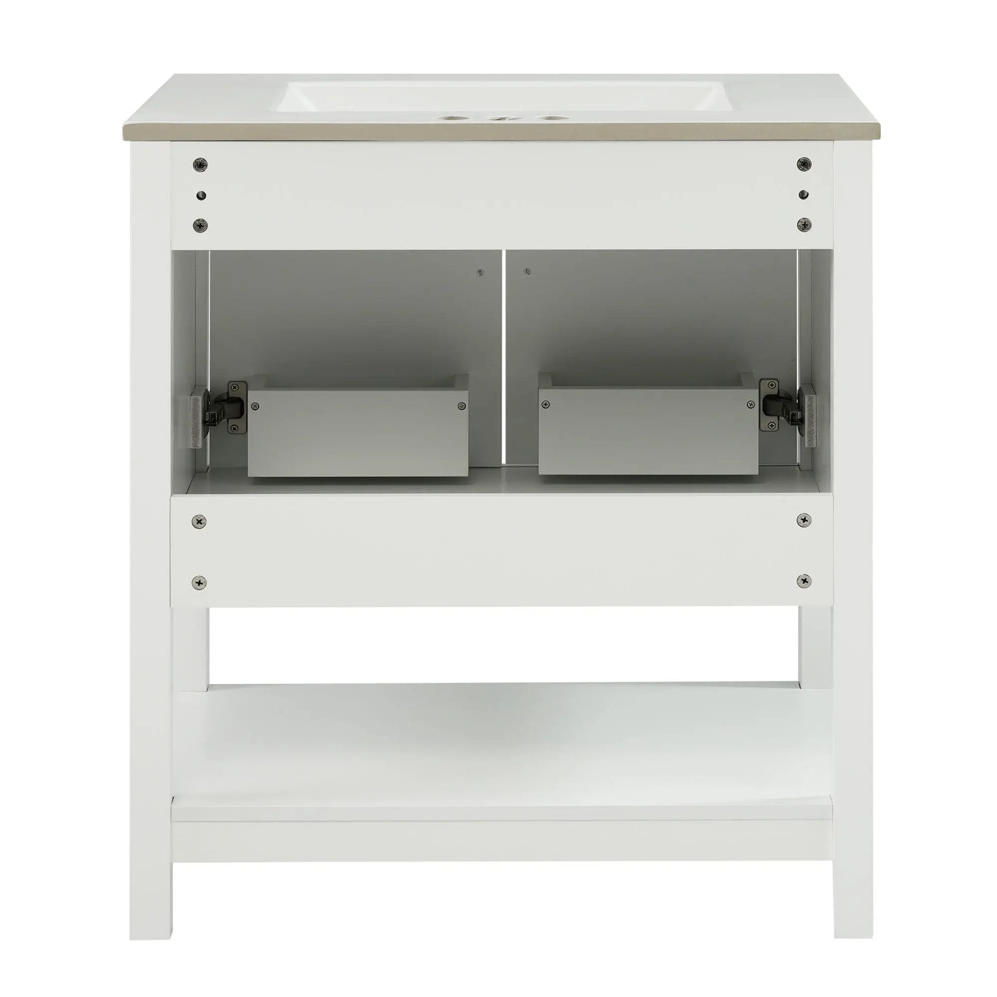 Elegant Bathroom Vanity With Ceramic Sink And Versatile Storage by HouseOfZazla