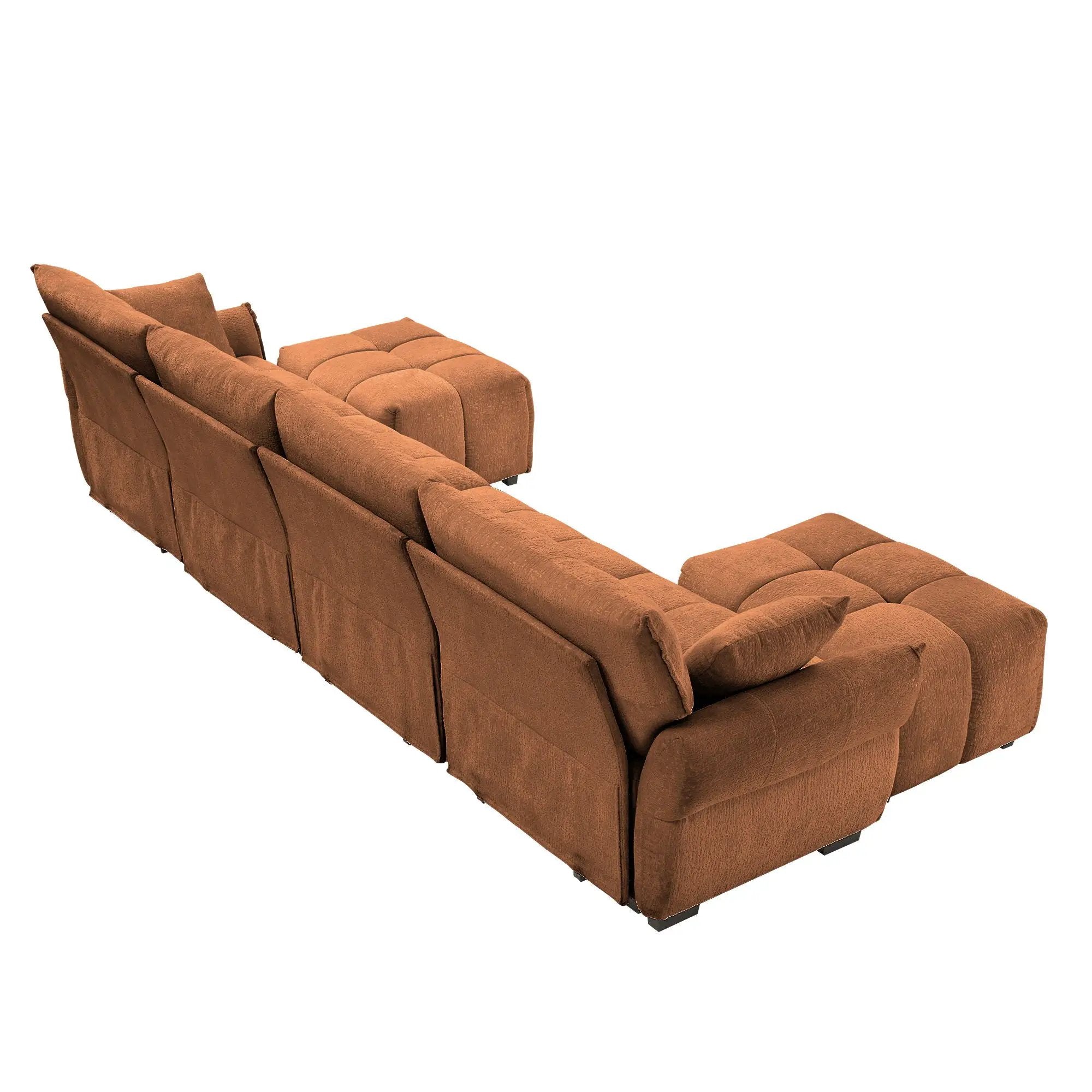 Sofa Set With Ottoman And Pillows, Textured, High Resilience Cushions by HouseOfZazla