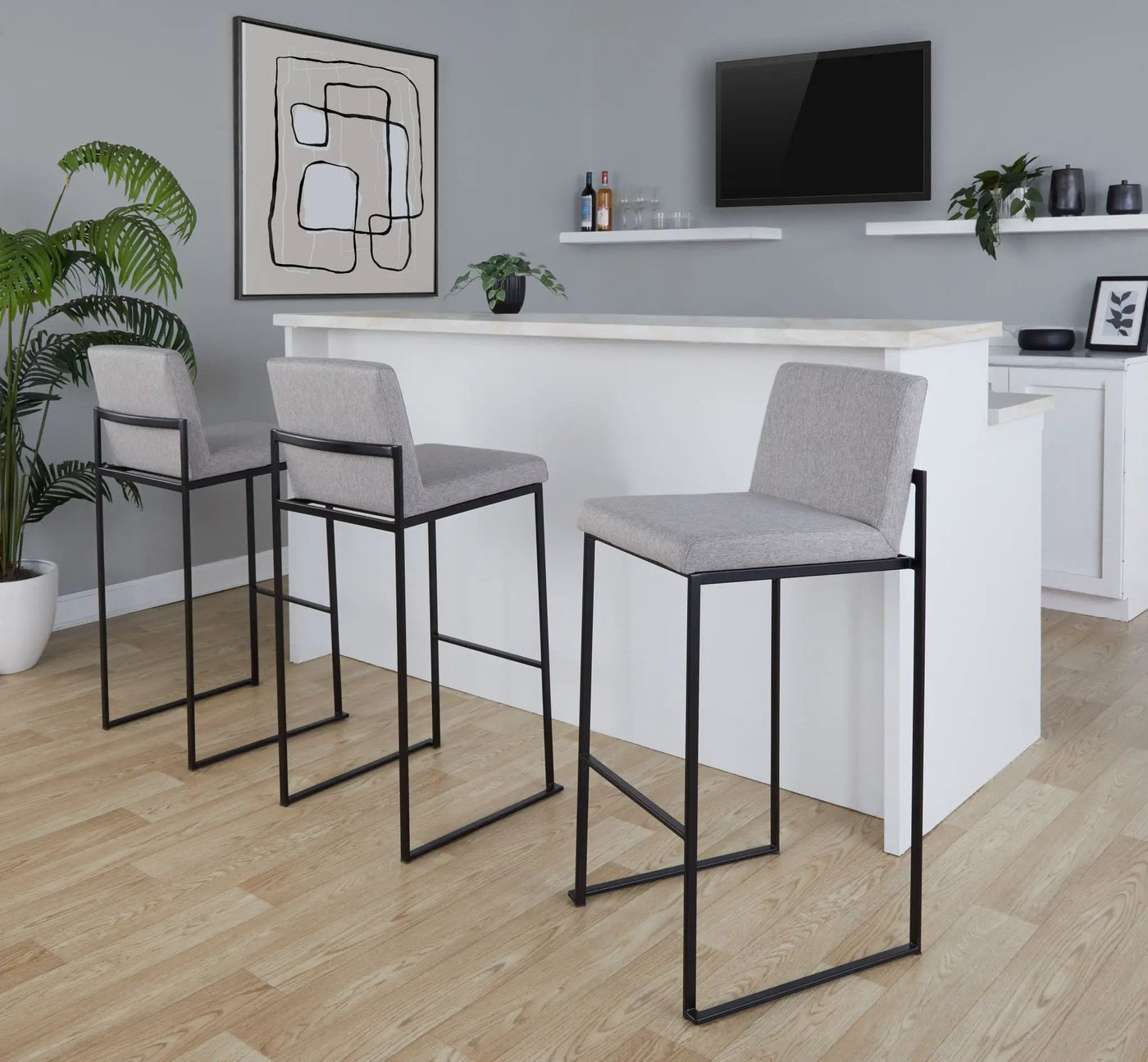 Fuji - Contemporary High Back Barstool Elegant Design by HouseOfZazla