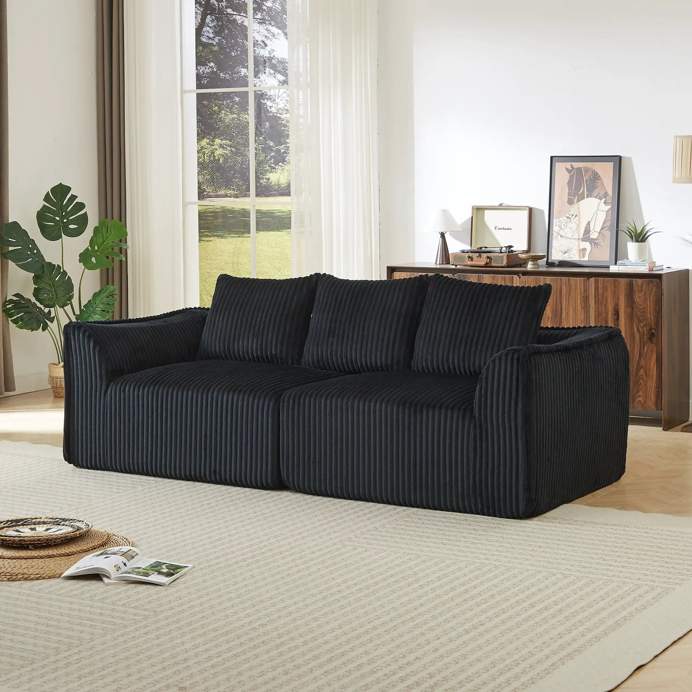Minimalist 3-Seater Corduroy Sofa by HouseOfZazla