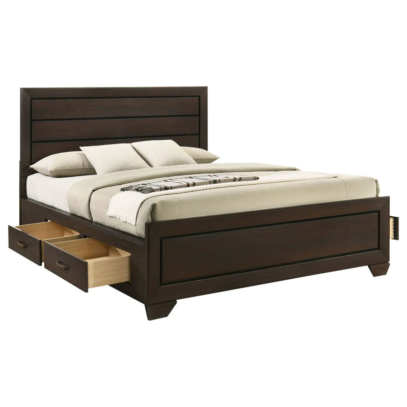 Kauffman Wood California King Storage Panel Bed Dark Cocoa by Unique Piece Furniture