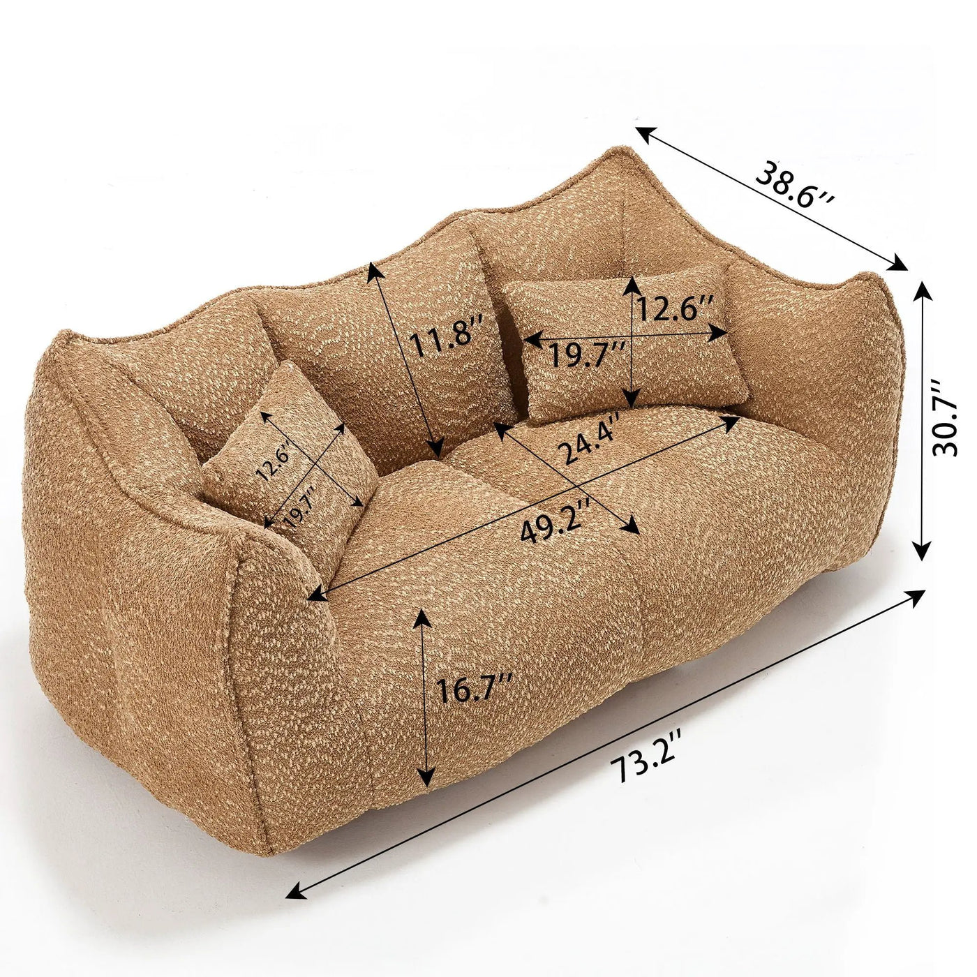 Comfortable Dual Beanbag Chair With High Resilience Foam Core For 2 People by Unique Piece Furniture