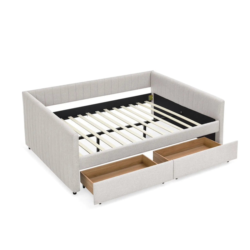Upholstered Queen Daybed With 2 Drawers by HouseOfZazla