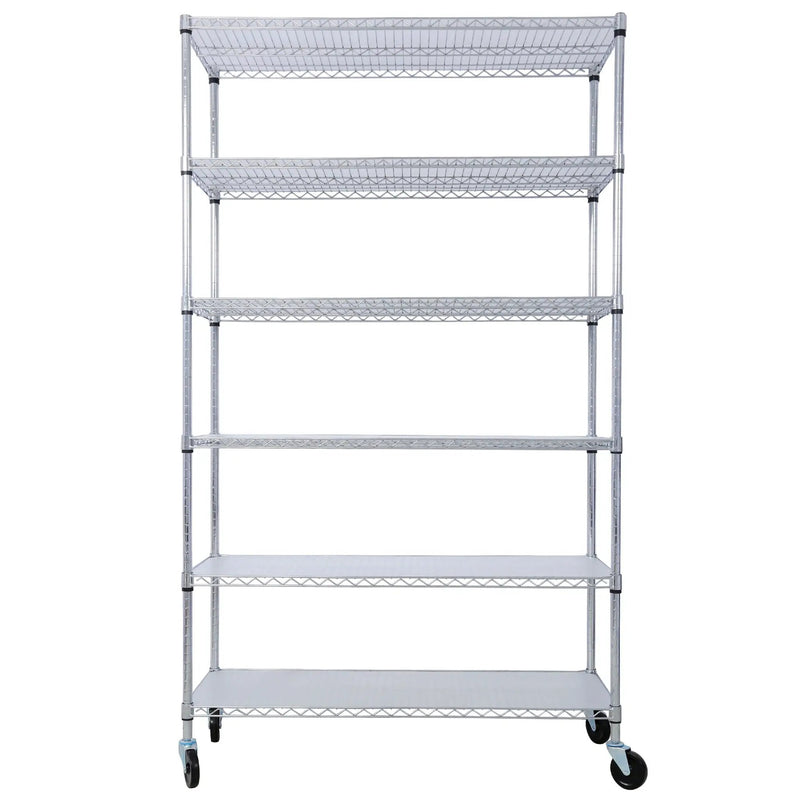 6 Tier 6000Lbs Capacity Nsf Metal Shelf Wire Shelving Unit, Heavy Duty Adjustable Storage Rack With Wheels & Shelf Liners For Commercial Grade Utility Steel Storage Rack by Unique Piece Furniture
