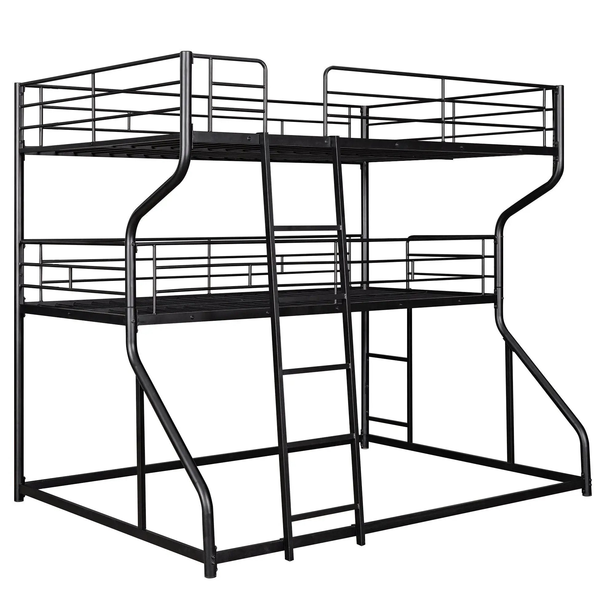 Industrial Triple Bunk Bed With Dual Ladders Frame, Space Saving Design by HouseOfZazla