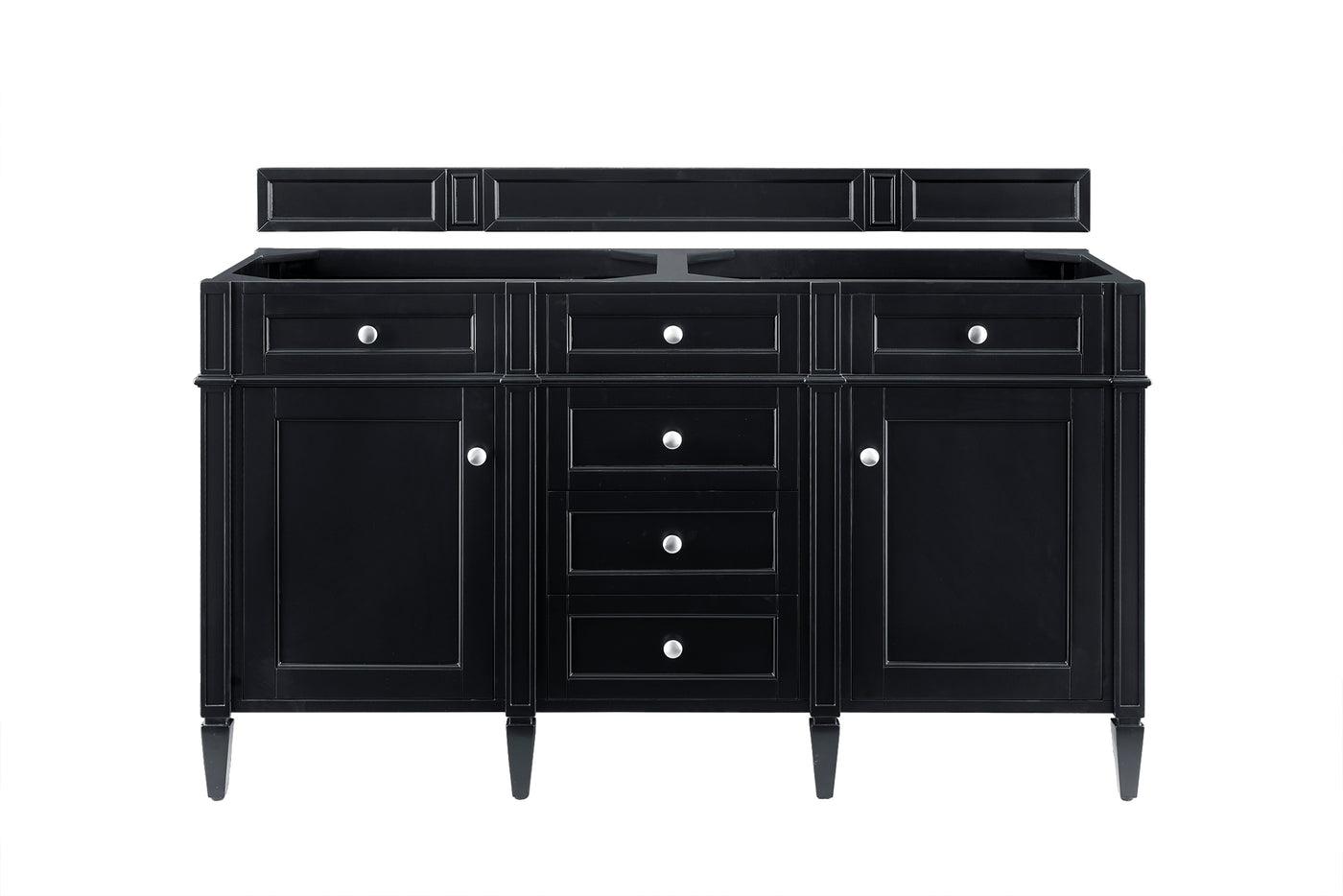 James Martin Brittany 60" Double Bathroom Vanity, Black Onyx, cabinet without a countertop