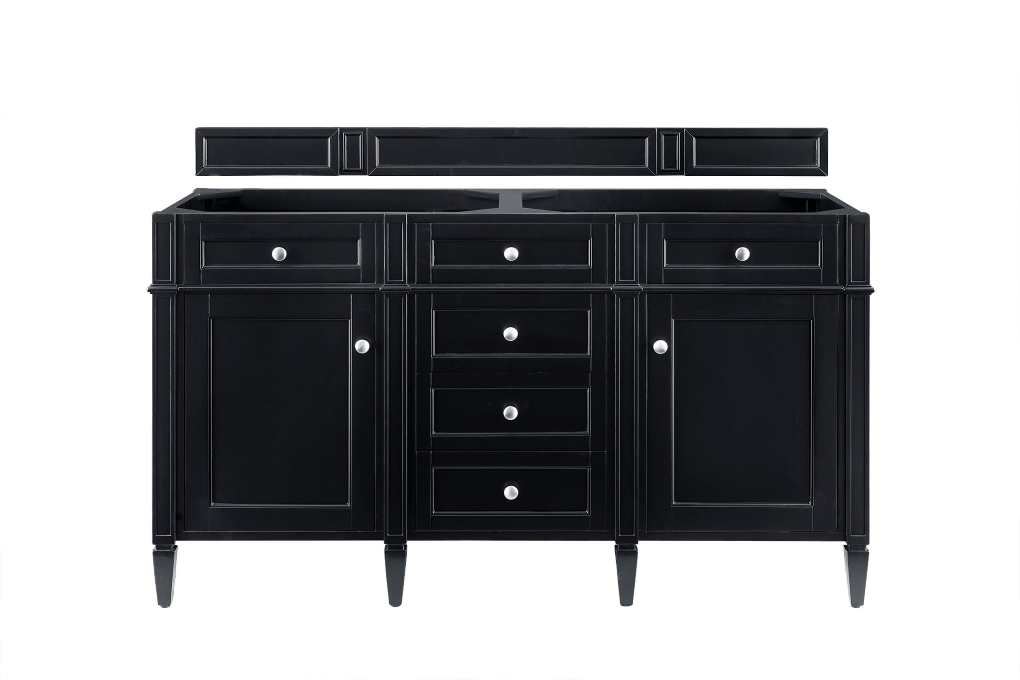 James Martin Brittany 60" Double Bathroom Vanity, Black Onyx, cabinet without a countertop